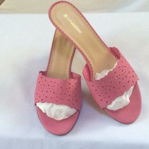 Naturalizer Pink Wedge Sandals Leather Uppers 10WW
